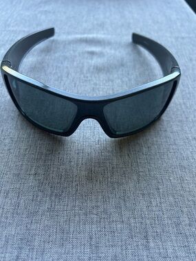 Oakley Black Polarized Sport Wrap Sunglasses with Dark Gray Lenses